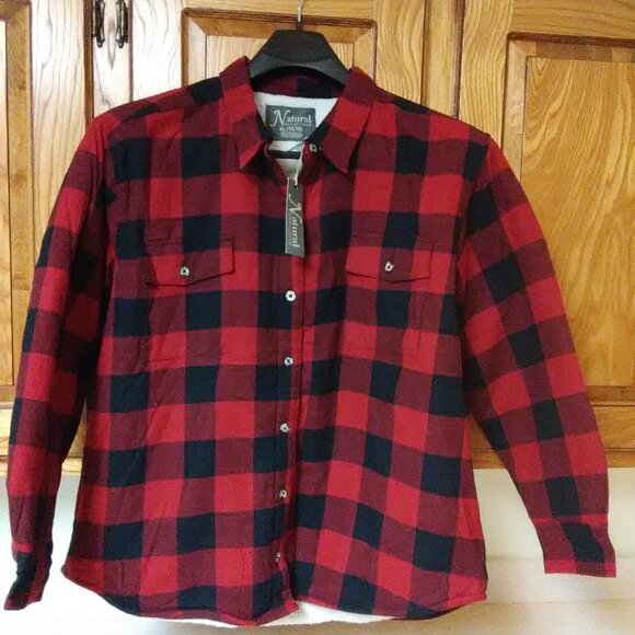 Jackets & Blazers - NWT Natural Reflections sherpa lined jacket size XL red & black check